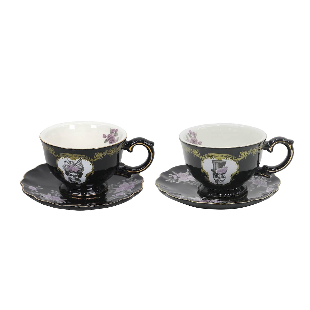 Assorted 7oz. Skull & Roses Ceramic Teacup & Saucer Set, 1pc. by Ashland®